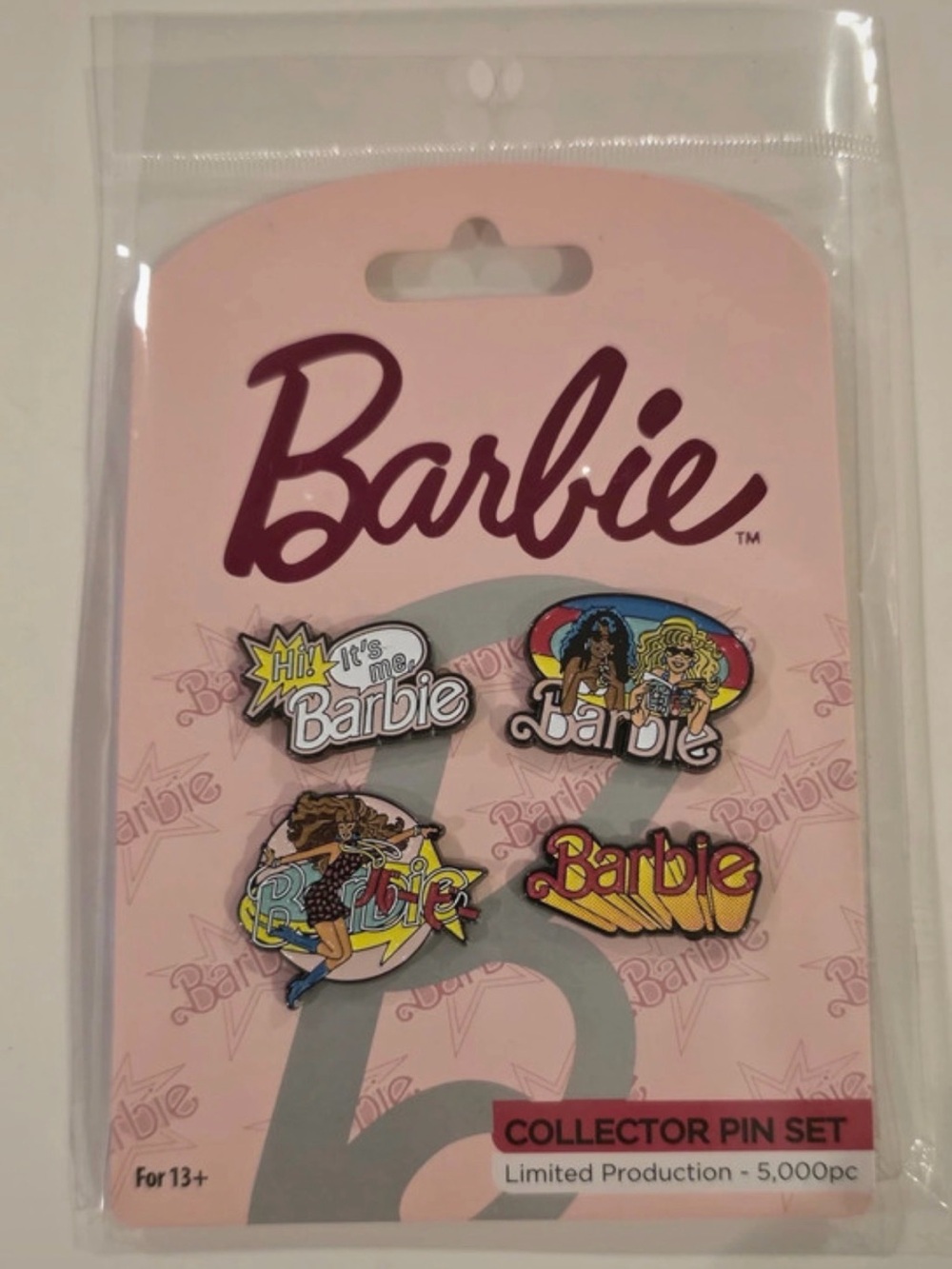 Barbie Pink Multicolor Enamel Logo Pin Set.